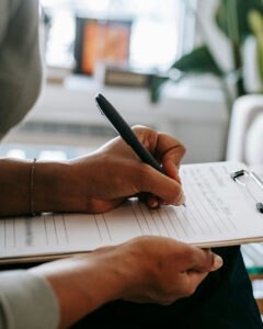 salesperson taking notes