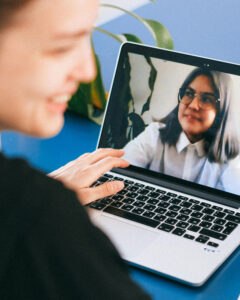 Sales person on a video sales call